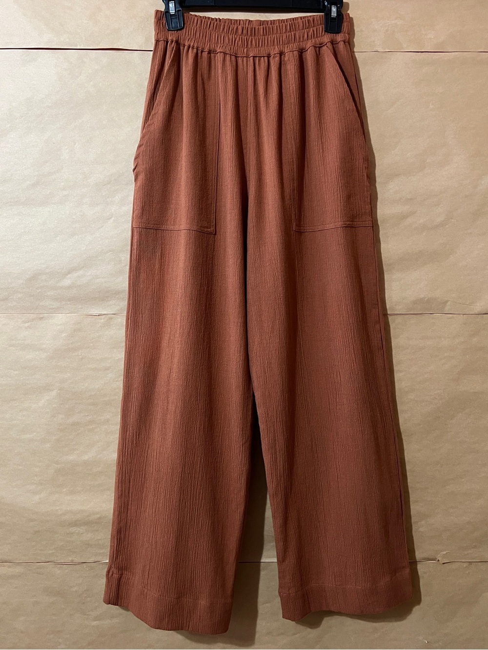 Odd Bird | Kardes Sile Pants Wide Leg Pull-On Cotton Lounge Burnt Orange Size XS